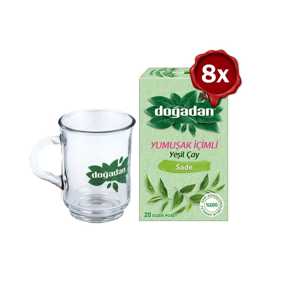 شاي أخضر ناعم مع كوب زجاجي هدية