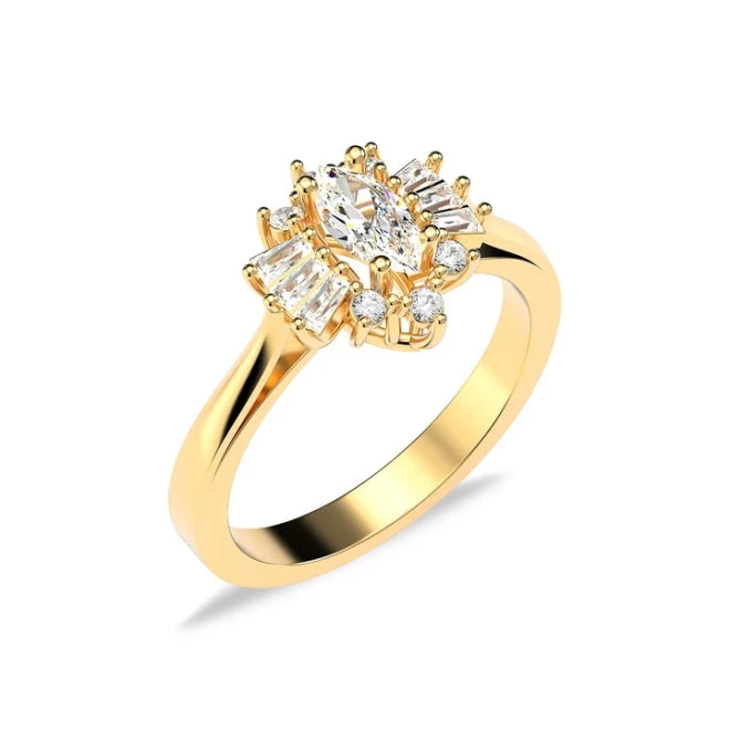 Gülce Mekik Diamond Mounted Gold Plated Silver Ring