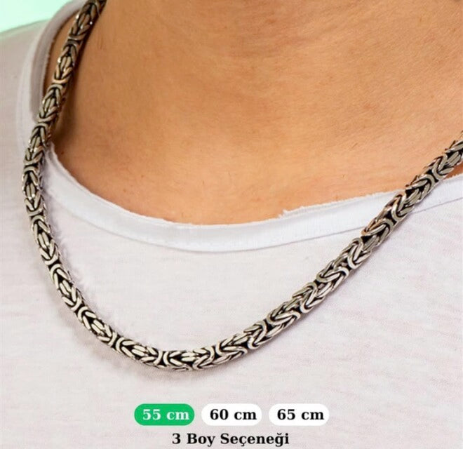 قلادة سلسلة فضة إسترليني مربعة كينج 5.2 مم